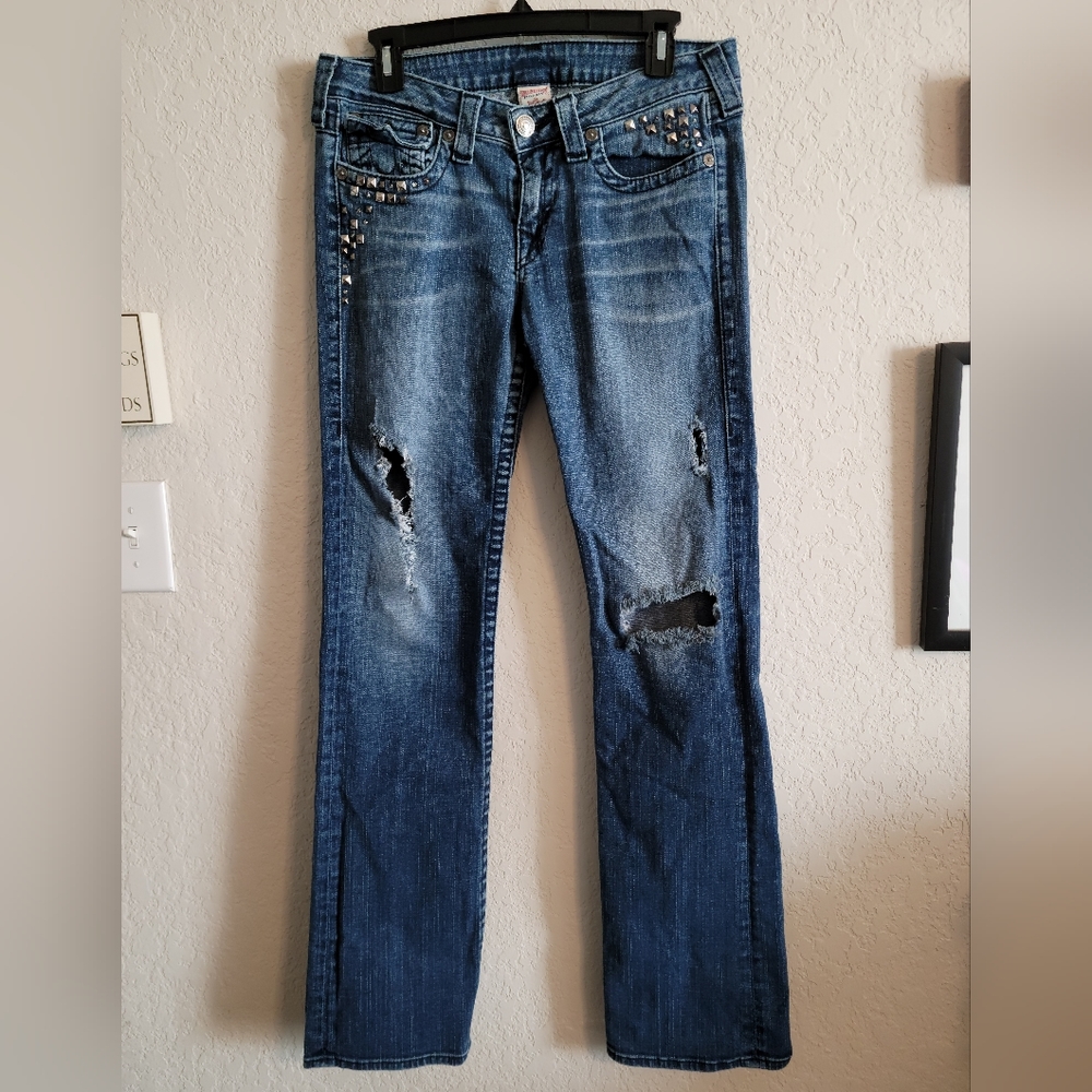 True Religion Women's Billy Studded Bootcut Jeans, 31/32